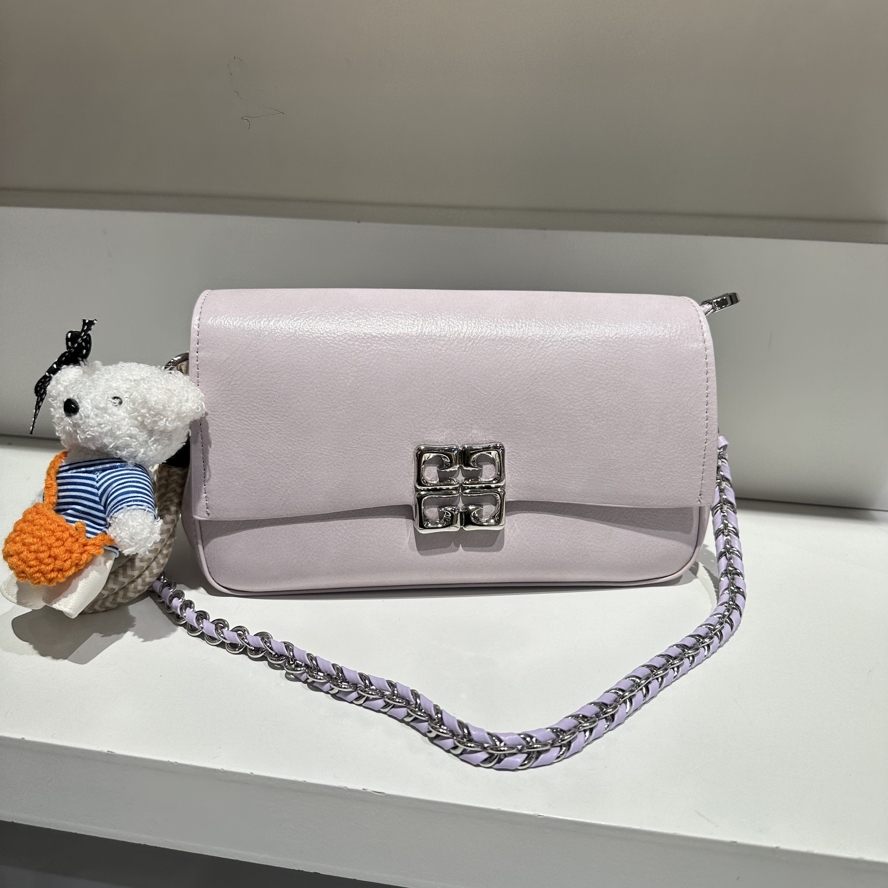 美缇新款翻盖分层横版小方包链条单肩腋下复古休闲慵懒风软皮斜挎