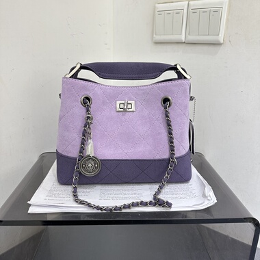 小d家新款复古休闲慵懒风软皮手提磨砂皮单肩斜挎女包菱格链条包