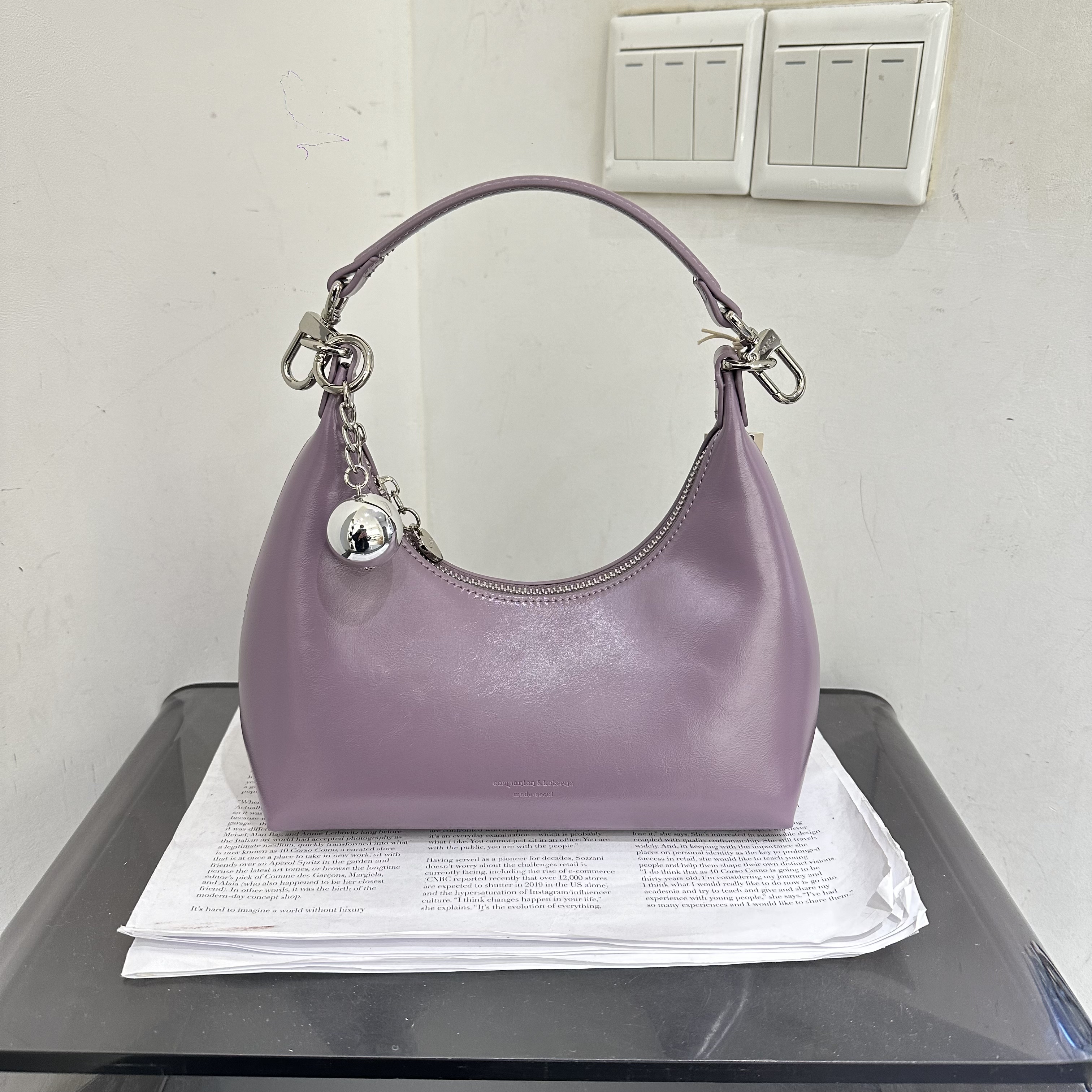 可彼娜新款复古休闲慵懒风软皮手提腋下包斜挎女包纯色简约实用包