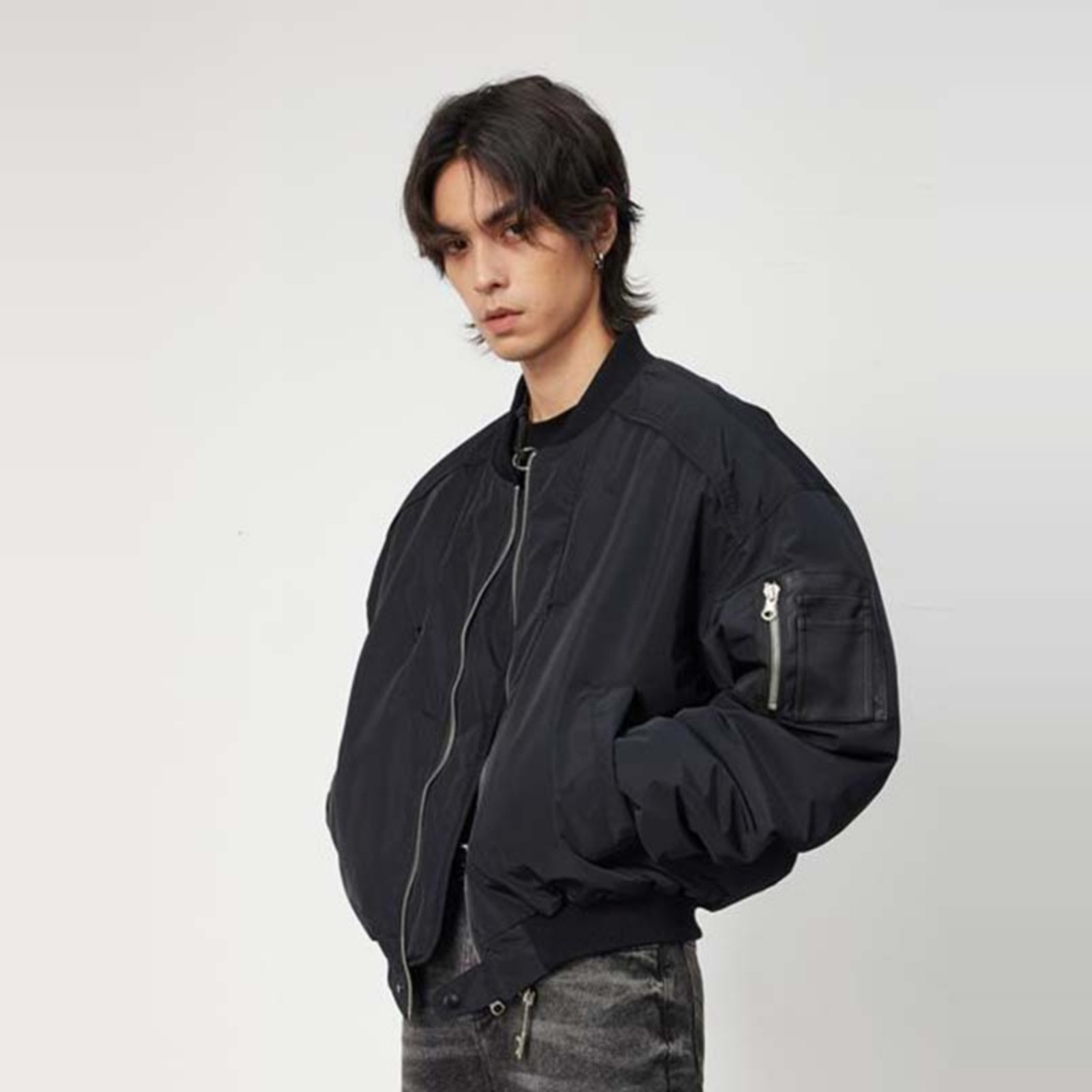 NOWBAU国潮机能双面穿飞行员夹克短款廓形棉服MA1棒球服外套vibe