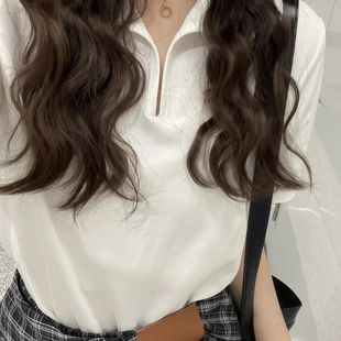 短款 白色V领长袖 设计感小众修身 t恤女2025新款 上衣 春秋内搭打底衫