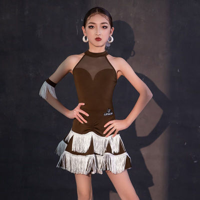 乐雅池2023新款拉丁舞服装春夏儿童练功服女童舞蹈服流苏演出服装