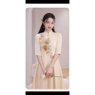 丹图森演出服古筝款迎宾礼仪旗袍女学生合唱中国风颁奖礼服高端气