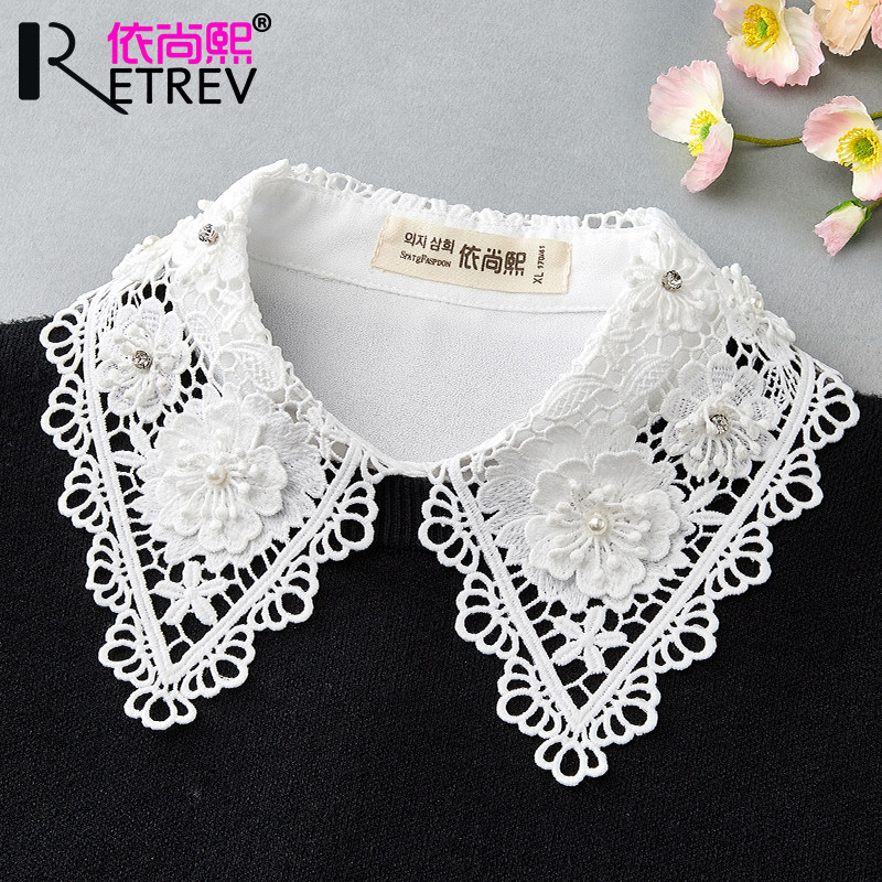 KOREAN VERSION OF THE NEW WHITE HOLLOW FASHION FAKE COLLAR CHILDRENS VERSATILE FAKE COLLAR SOLID COLOR SWEATER FAKE SHIRT ACCESSORY COLLAR