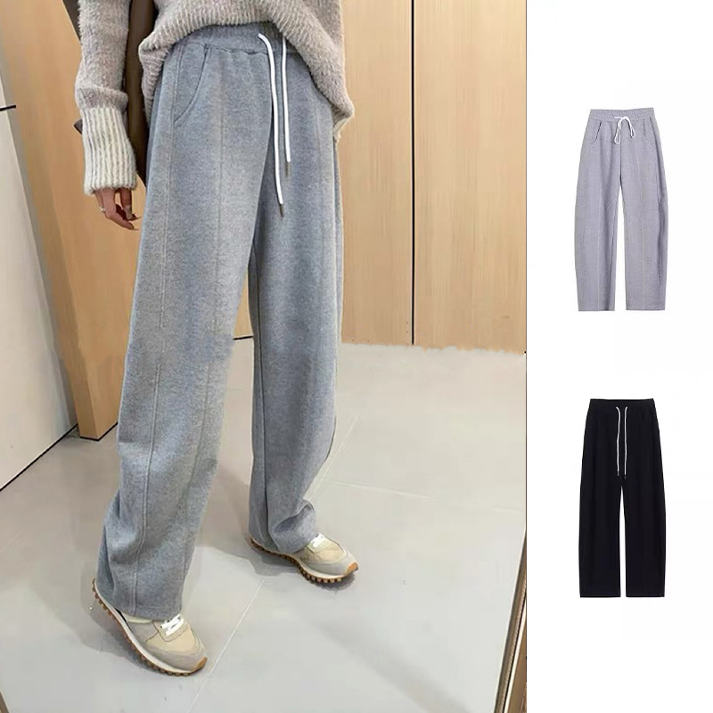 CAY**23秋冬羊毛茧子型针织休闲廓形垂感遮胯卫裤休闲裤