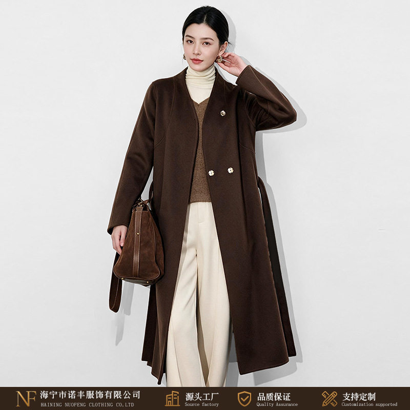 高级感秋冬赫本风气质双面羊毛大衣女设计感收腰毛呢呢子外套风衣