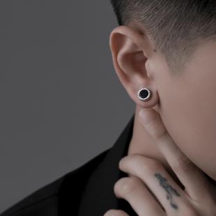 黑玛瑙磁吸耳夹无耳洞男小众设计感个性潮流嘻哈耳钉无痛耳饰女生