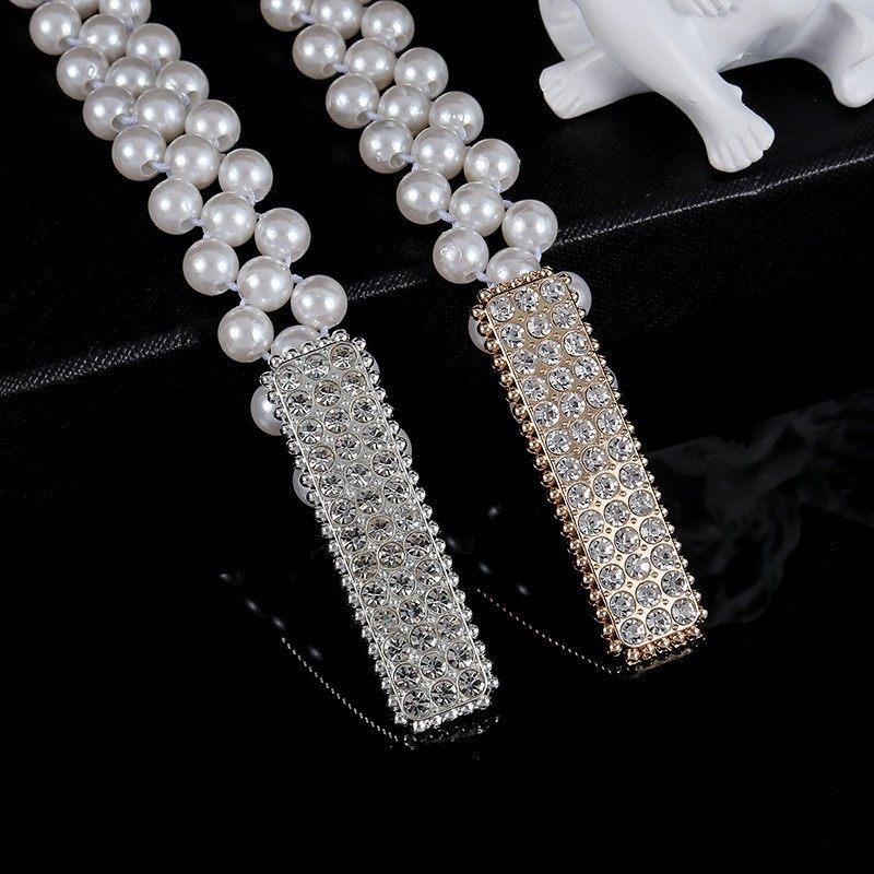 外贸女士腰带腰链腰封 珍珠水钻甜美时装时尚束腰韩版百搭优雅