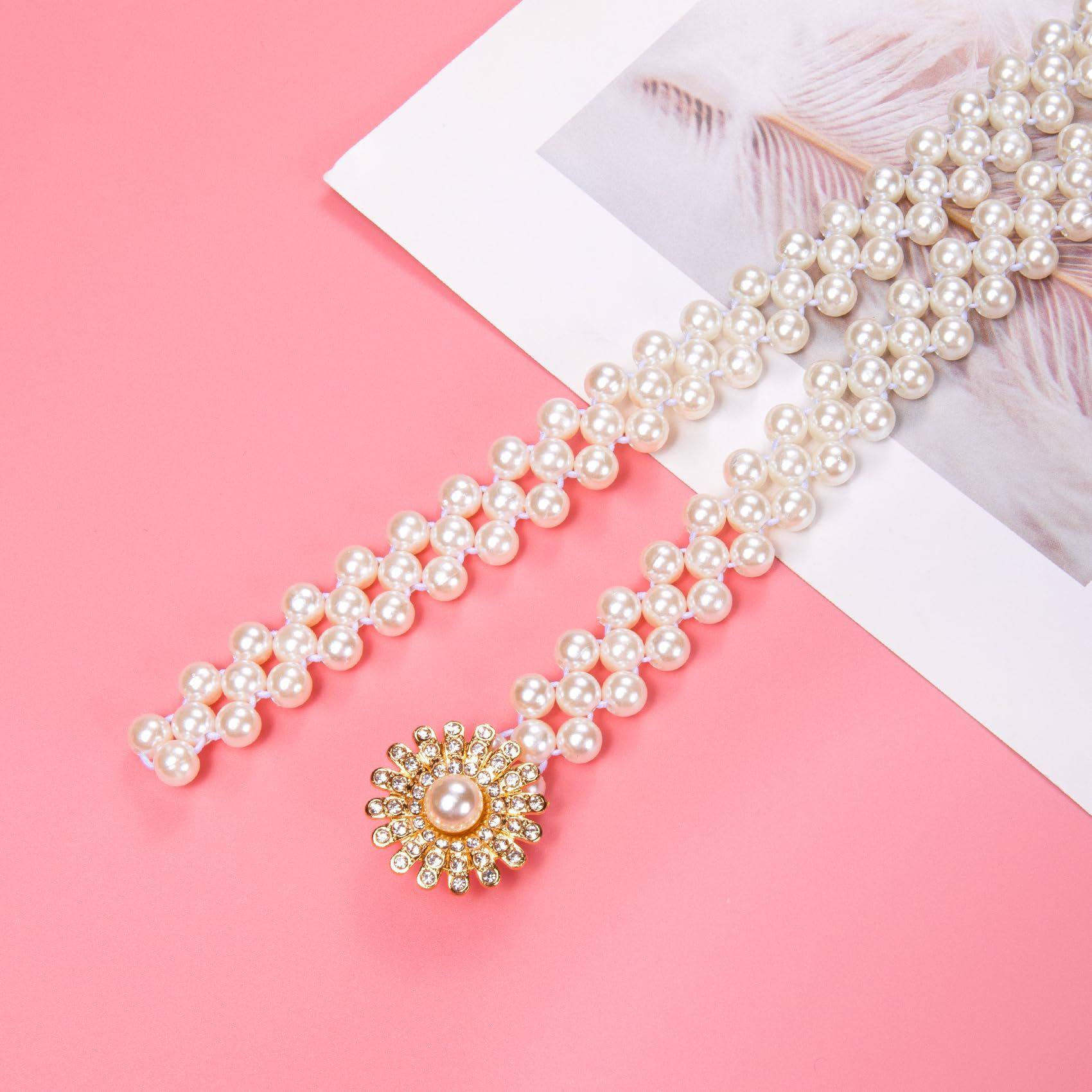 外贸女士腰带腰链腰封 珍珠星星水钻复古日系欧美韩版百搭优雅