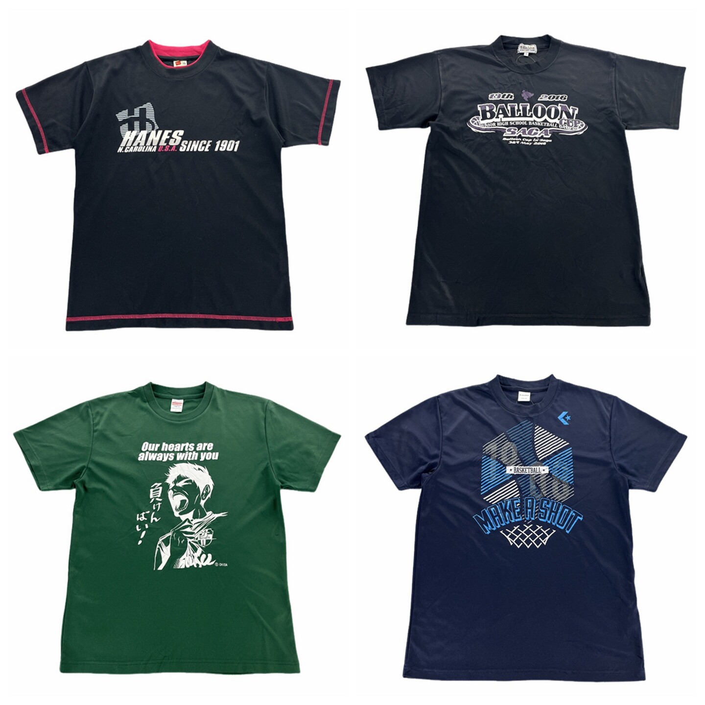 vintage古着T恤日系复古运动印花刺绣图案做旧夏季男女短袖球服L1