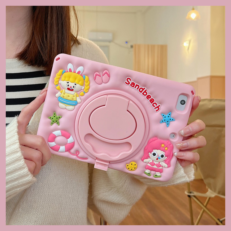 外壳可爱女孩适用ipad保护套带笔槽ipadair5防摔ipadpro11苹果9.7平板air3硅胶mini6第九代10.2寸旋转ipad10