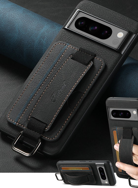 适用谷歌pixel 9 10 8 7 6 Pro A手机壳插卡包三星S24 S25 Ultra Plus带手腕支架iPhone 16 15 17 Pro真皮套