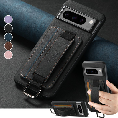 适用谷歌pixel 9 10 8 7 6 Pro A手机壳插卡包三星S24 S25 Ultra Plus带手腕支架iPhone 16 15 17 Pro真皮套