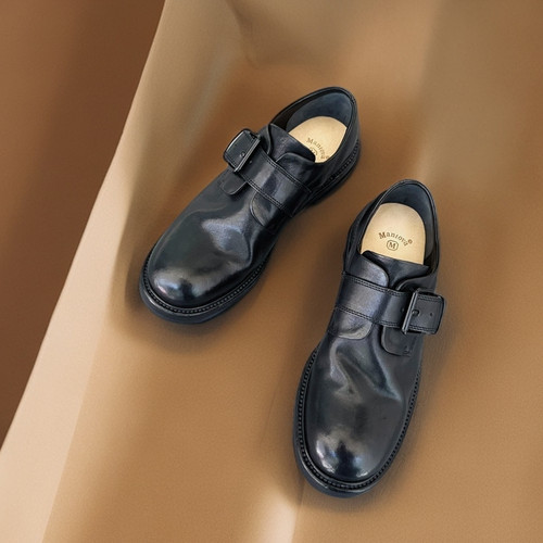 女鞋简约风胎牛皮橡胶底女鞋简约