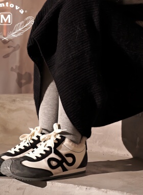 Mantova曼托瓦马皮加绒复古德训鞋休闲运动圆头系带百搭女单鞋