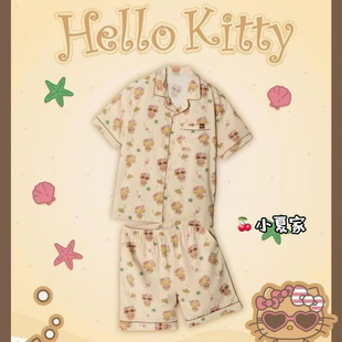 韩国专柜正品代购spao×hello kitty新款联名短袖短裤睡衣套装