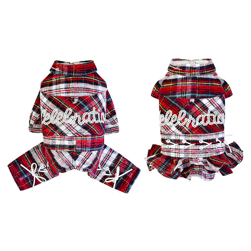 格子衬衫狗狗衣服保暖衬衣