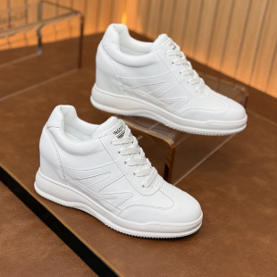 真皮全黑小白鞋 超显瘦显脚小女鞋 加绒内增高7cm休闲2025秋冬新款