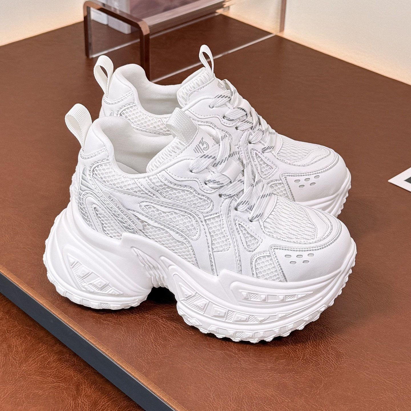 显脚小超轻厚底增高10cm老爹鞋图片