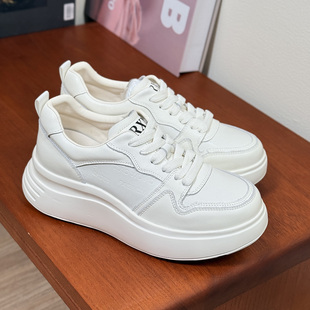 超轻真皮平增高5cm厚底松糕小白鞋显脚小百搭女款2026新款春款