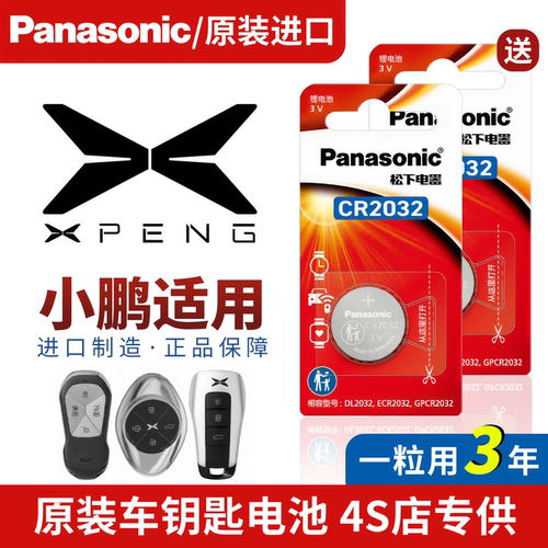小鹏汽车遥控钥匙纽扣电池n5/p5/g3/g6/p7/g9专用原厂松下cr2032