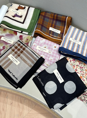 春夏新款纯棉小方巾女士百搭丝巾复古领巾送妈妈经典薄款印花围巾
