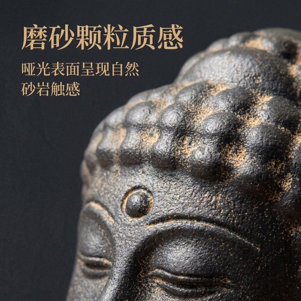 山西云冈石窟复刻佛头摆件如来佛首中式侘寂风桌面微景观禅意摆设