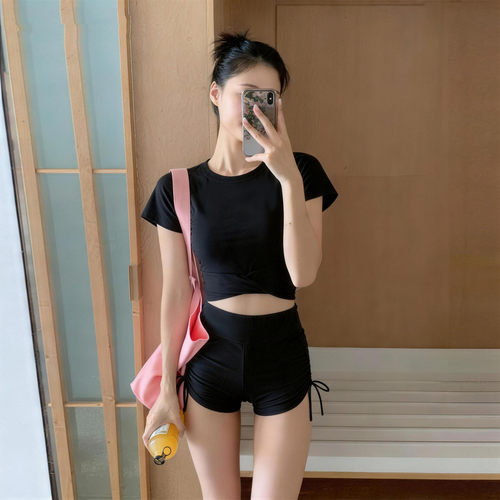 夏季女短袖分体显瘦运动泳衣