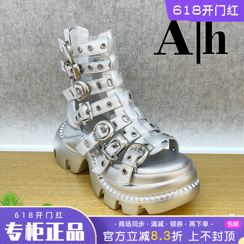 正品卡美星Ah女鞋2025夏季新款舒适个性时尚真皮厚底透气凉靴