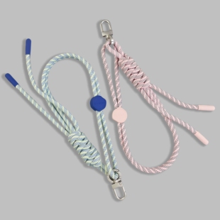 精致编织手机挂绳短款手腕绳硅胶点缀手机链结实防盗可调节挂脖带