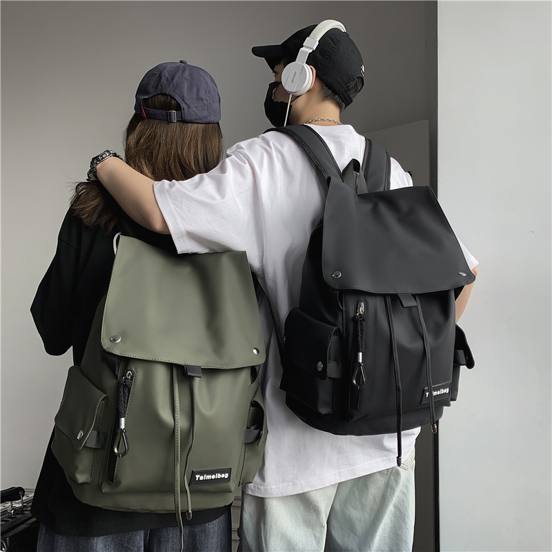 书包女日系原宿风初高中学生背包大容量潮牌简约翻盖工装旅行包男