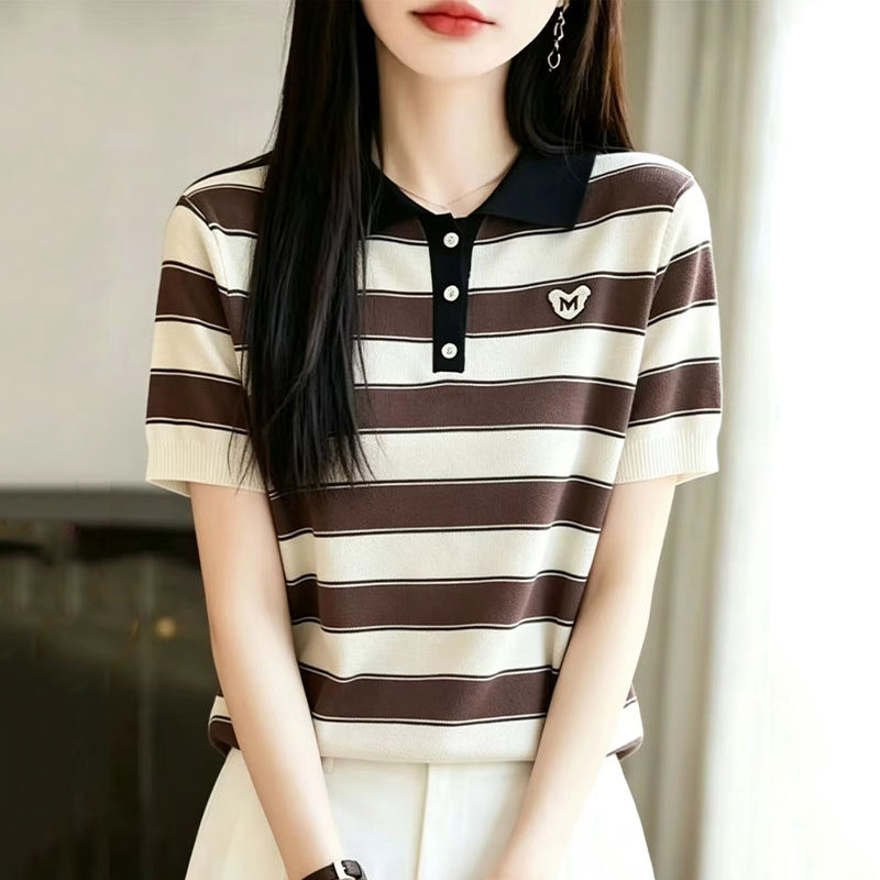 女士POLO领常规套头常规款针织衫