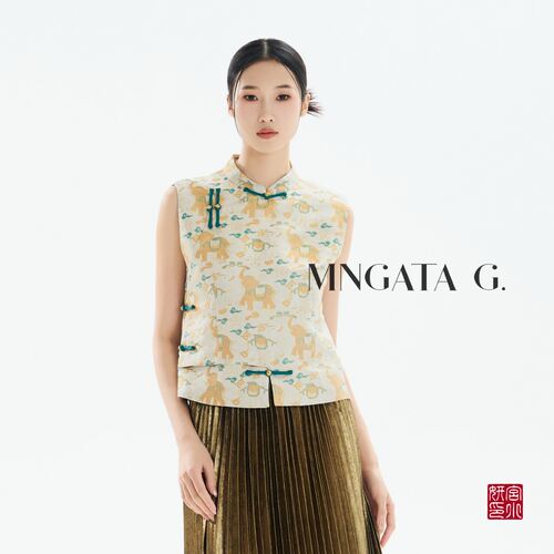 宫小妍【曼奢宋锦·遇兰呈祥】夏日波嬉新中式女装女装马甲504097