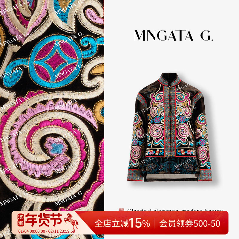 MNGATA G.宫小妍【真丝绒·彩绣百鸟】非遗中式刺绣外套5090158,女装/女士精品,短外套,淘宝优惠券,粉丝福利购,淘宝优惠卷