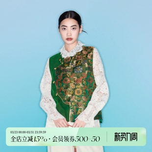 中国风绿龟新中式 早春式 马甲5071506 真丝·如意彩宝莲 宫小妍