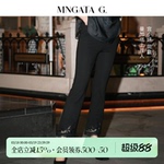 宫小妍【极度无感】显瘦高弹九分微喇西裤小黑裤6030501