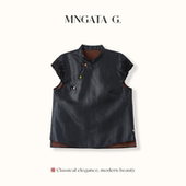 中国风上衣6011203 斜襟新中式 宫小妍 香云纱·空谷幽幽