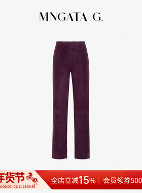 曼加塔【弹力混血羊皮裤】早秋羊皮新中式国风女装女装皮裤50611