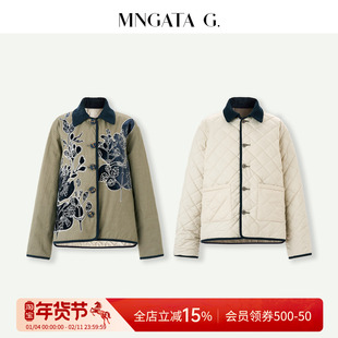 宫小妍手工贴布珠绣双面穿加棉新中式保暖外套5102463