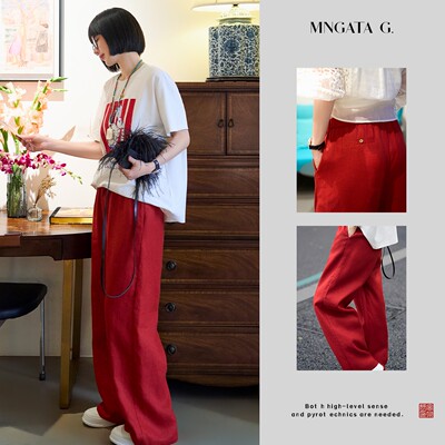 曼加塔亚麻新中式国风休闲裤