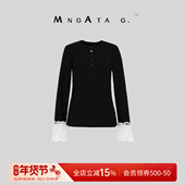 曼加塔 休闲百搭上衣X280580 国风女装 东风绣 蕾丝新中式