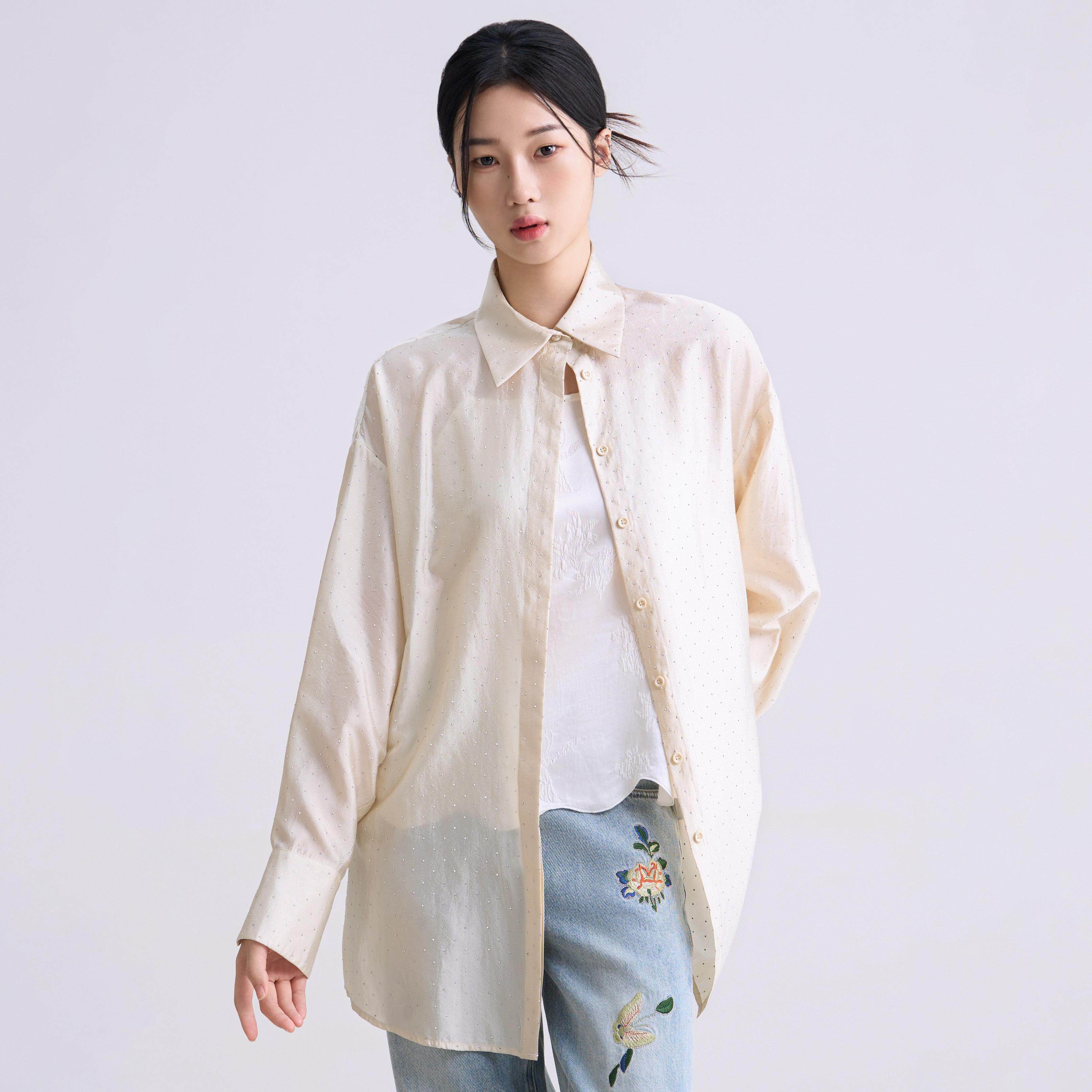 曼加塔新中式春夏满钻休闲衬衫