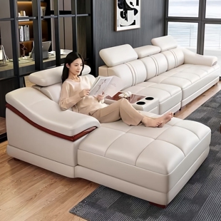 轻奢实木现代客厅转角组合真皮沙发头层牛皮大小户型皮艺沙发整装