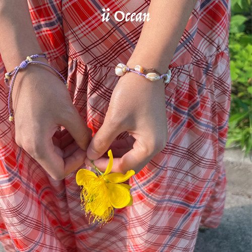 【ü Ocean】维纳斯Venus天然贝壳手链叠搭配蜡绳编织度假风手串