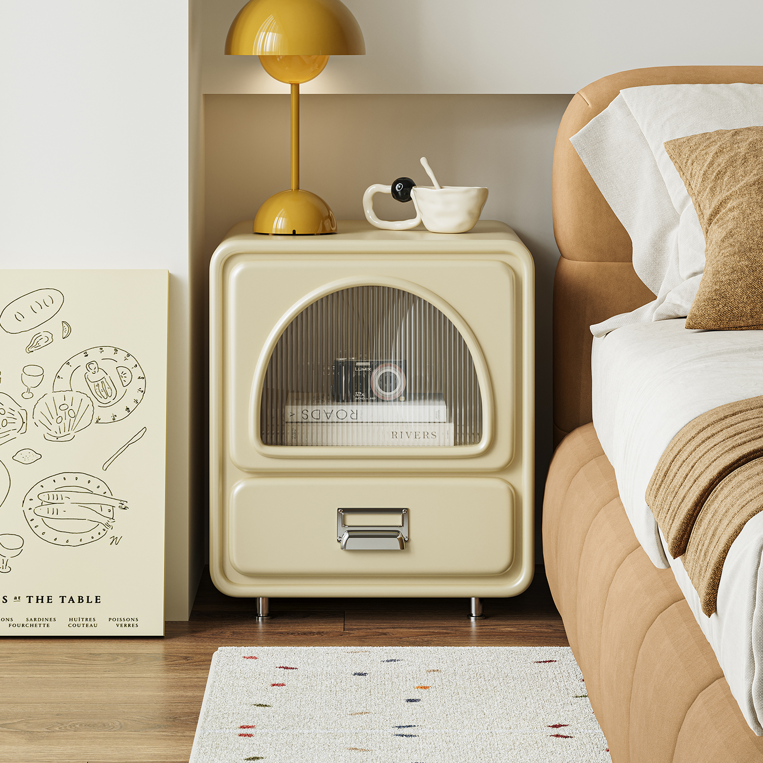 谷及奶油风床头柜现代简约储物柜