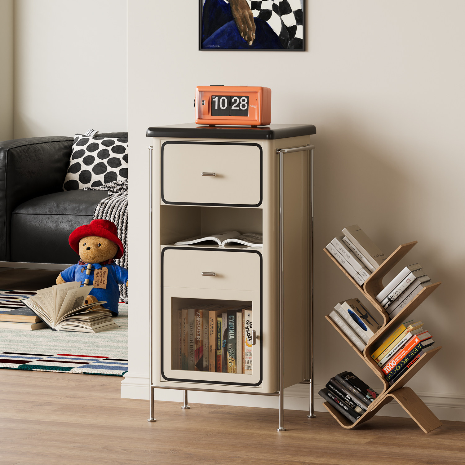 谷及 简约现代奶油单排边柜墙边储物柜书柜客厅设计感立柜收纳柜,住宅家具,其它柜类,淘宝优惠券,粉丝福利购,淘宝优惠卷