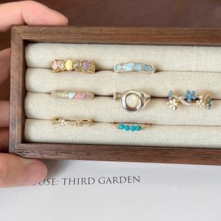 ins高颜值多巴胺珐琅戒指女小众设计感独特装饰指环食指戒情侣礼