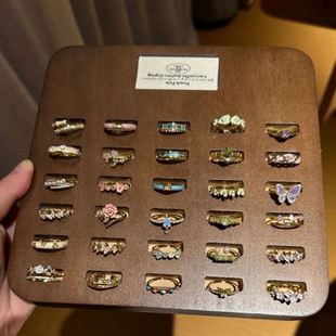 新中式国风彩色珐琅花朵蝴蝶戒指女小众高级感轻奢开口指环不掉色