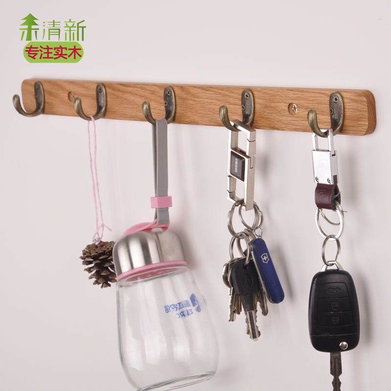 清新卧室墙上挂钩衣帽架红橡木