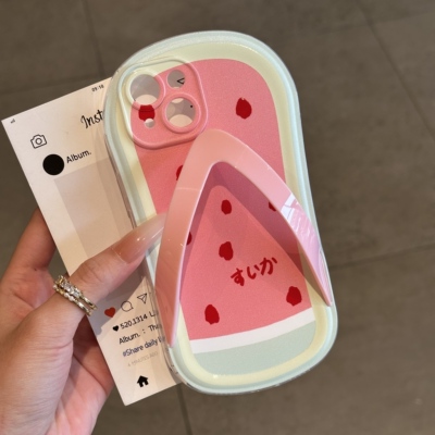西瓜拖鞋手机壳适用苹果16promax个性iphone14pro新款13创意12日韩11保护套15promax全包防摔15plus趣味软壳